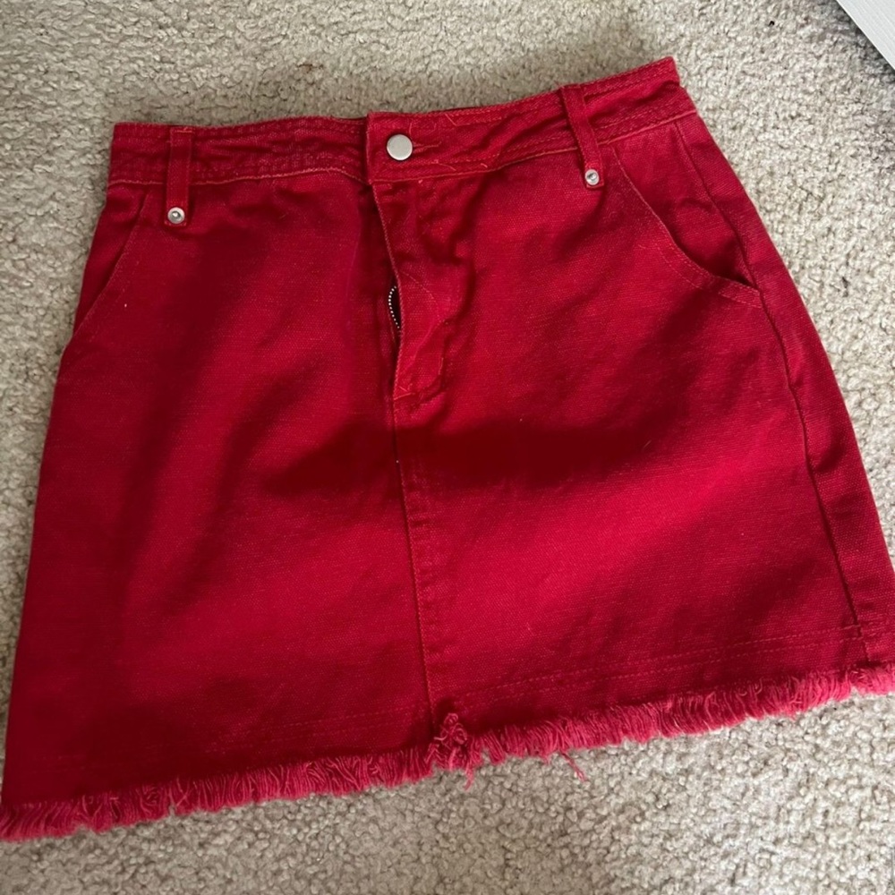 Red jean skirt